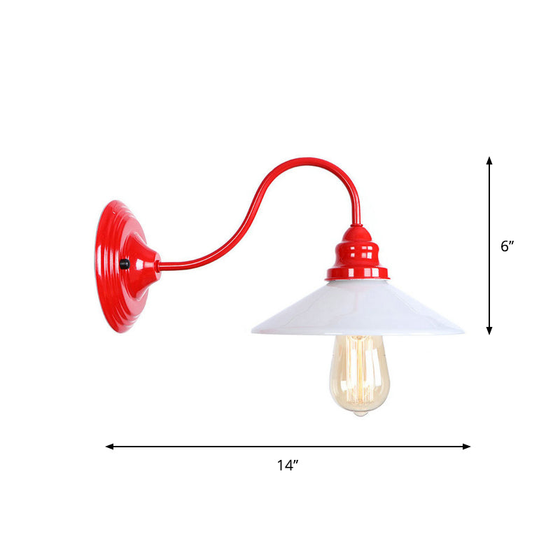 BowLift | Iron Red Wall Lighting Kit Gooseneck 1 Bulb Loft Style Wall Lighting with Cone/Sphere/Bell Clear Glass Shade