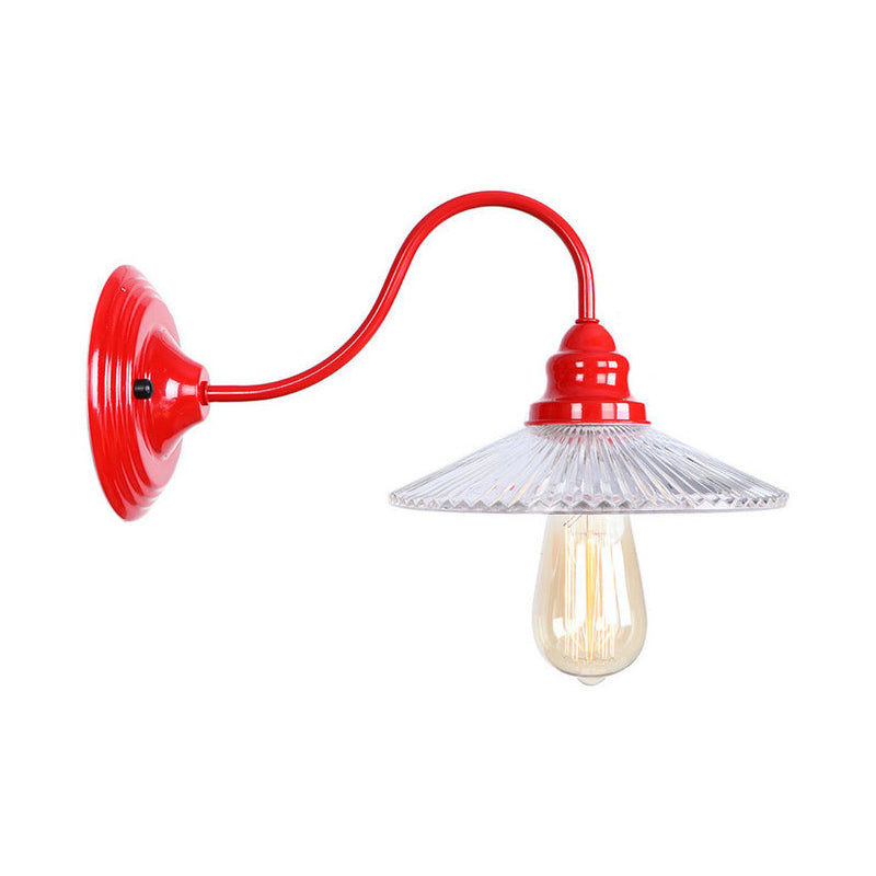 BowLift | Iron Red Wall Lighting Kit Gooseneck 1 Bulb Loft Style Wall Lighting with Cone/Sphere/Bell Clear Glass Shade