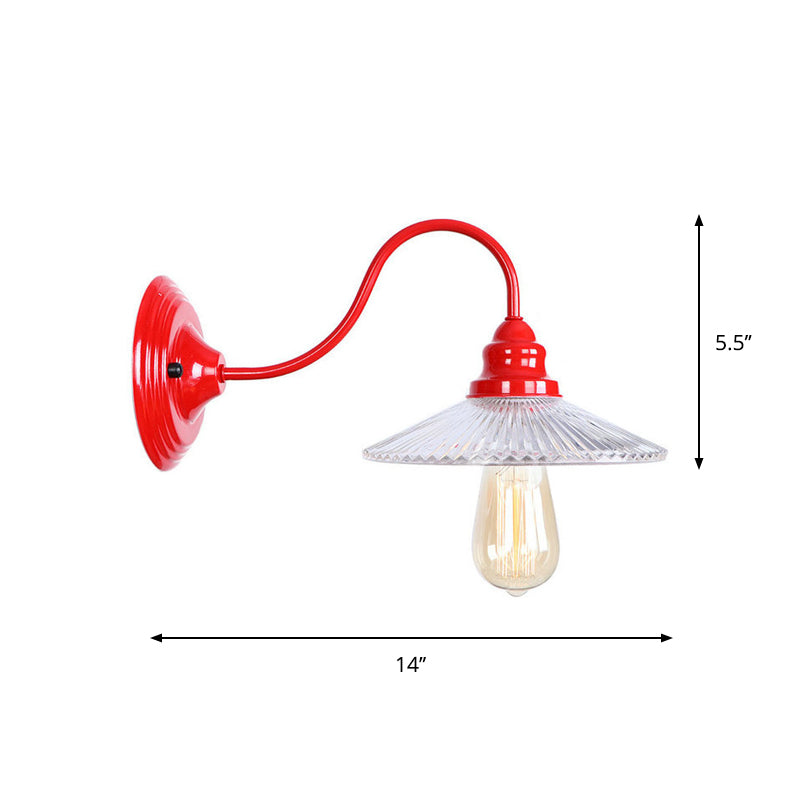 BowLift | Iron Red Wall Lighting Kit Gooseneck 1 Bulb Loft Style Wall Lighting with Cone/Sphere/Bell Clear Glass Shade