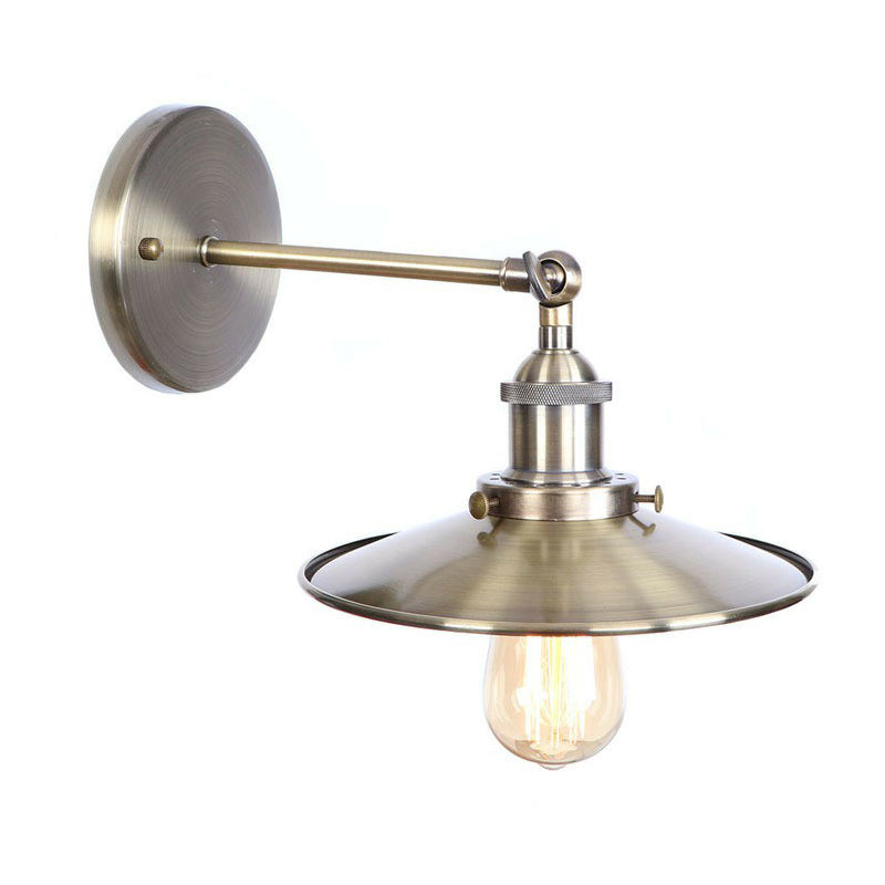 BowLift | Bronze 1-Light Wall Spotlight Industrial Iron Rolled Edge Dish/Cone/Horn Wall Mount Light Fixture with Swivel Joint