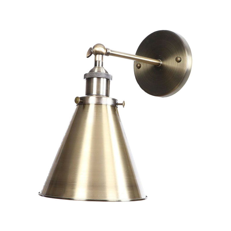 BowLift | Bronze 1-Light Wall Spotlight Industrial Iron Rolled Edge Dish/Cone/Horn Wall Mount Light Fixture with Swivel Joint