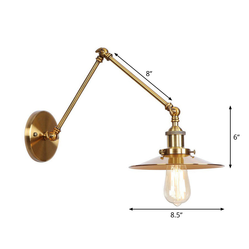 BowLift | Iron Brass Wall Lighting Scalloped/Horn/Cone Single 6"/8" Width Antique Wall Lamp with Swing Arm