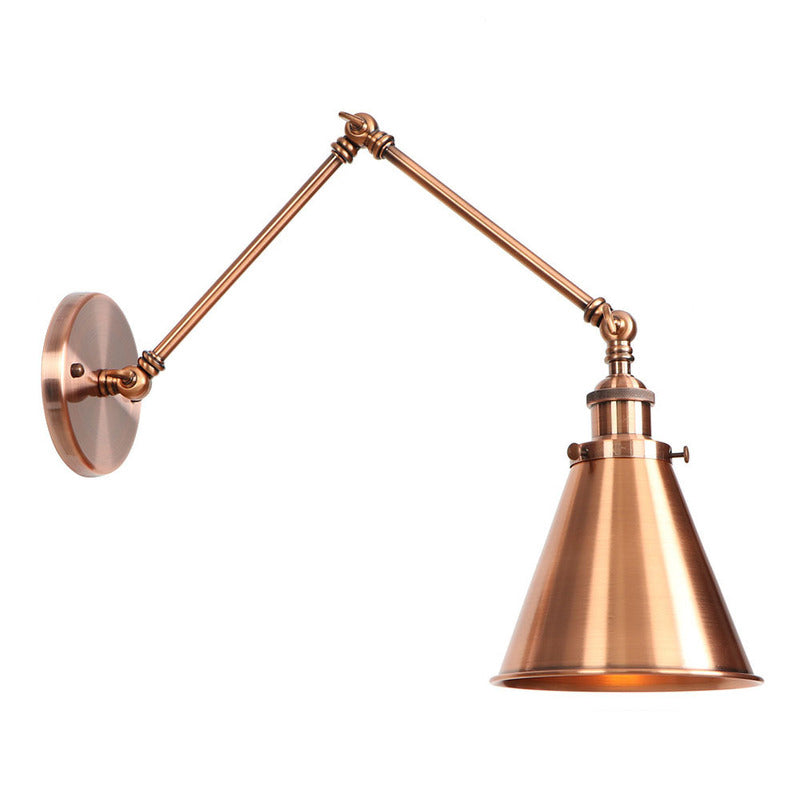 BowLift | 6"/8" L 2-joint swivel arm iron wall light industrial 1 bulb studio work wall lamp with cone shade in bronze/copper