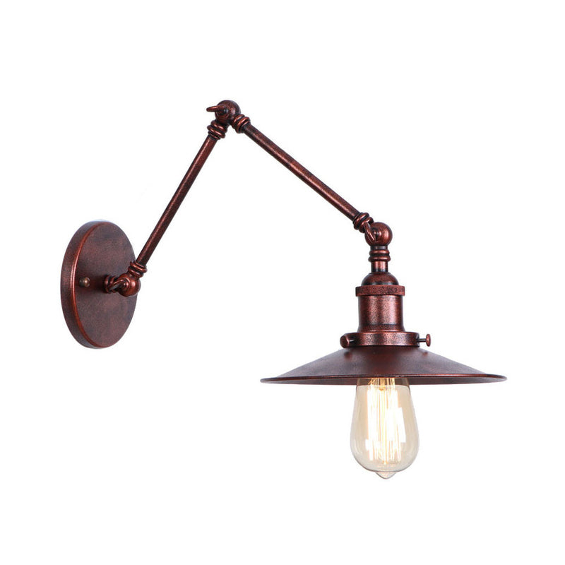 BowLift | Rust Scalloped/Horn/Cone Wall Lamp Loft 1 Main Workshop Wall-Mounted Reading Lamp with 6"/8" Long Swing Arm