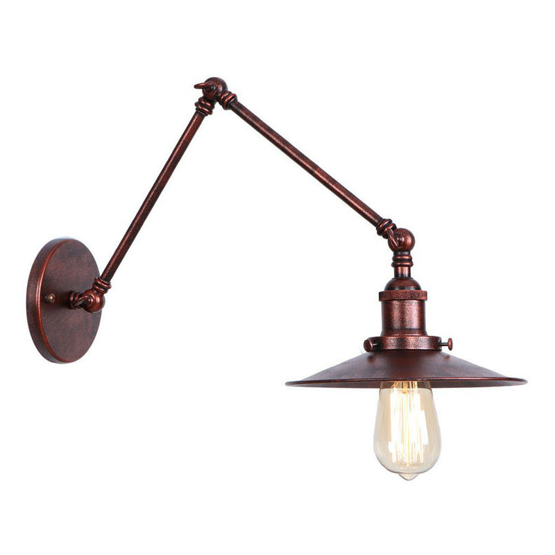 BowLift | Rust Scalloped/Horn/Cone Wall Lamp Loft 1 Main Workshop Wall-Mounted Reading Lamp with 6"/8" Long Swing Arm