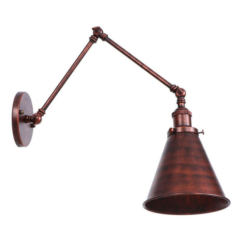 BowLift | Rust Scalloped/Horn/Cone Wall Lamp Loft 1 Main Workshop Wall-Mounted Reading Lamp with 6"/8" Long Swing Arm