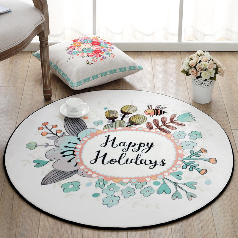 BowLift | Cute Cartoon Rug Multicolored Animal and Flower Print Rug Polypropylene Rug for Children's Room