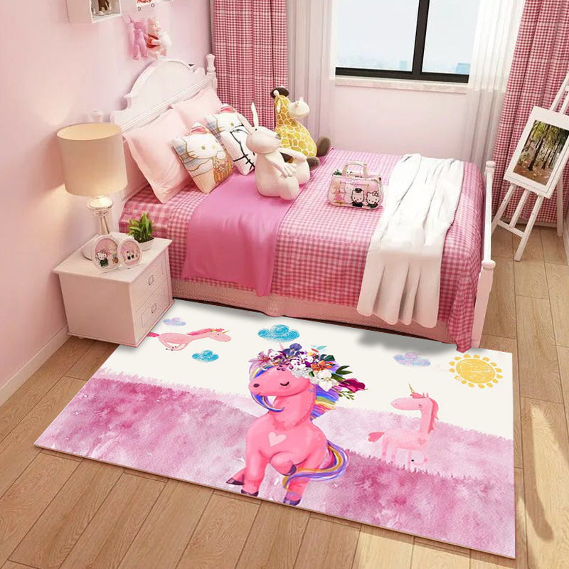 BowLift | Dreamy Fairy-Tale Area Rug Pastel Color Cartoon Carpet Polypropylene Stain-Resistant Carpet for Kids Room