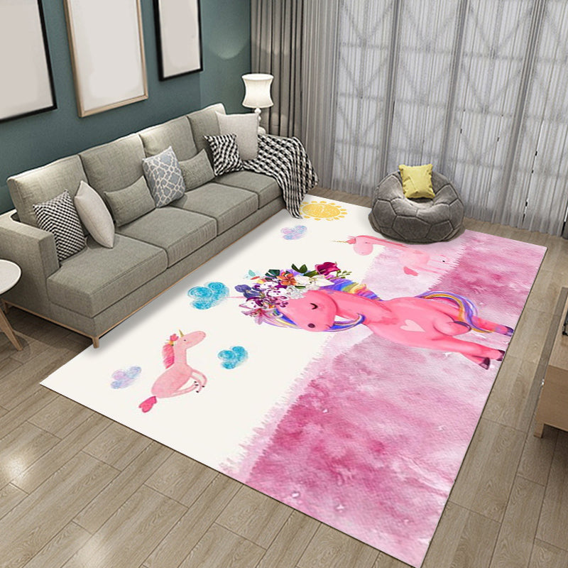 BowLift | Dreamy Fairy-Tale Area Rug Pastel Color Cartoon Carpet Polypropylene Stain-Resistant Carpet for Kids Room