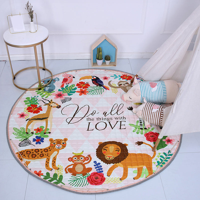 BowLift | Beautiful cartoon rug for indoors, multicolored animal pattern rug, washable, pet-friendly, non-slip rug for the children's room