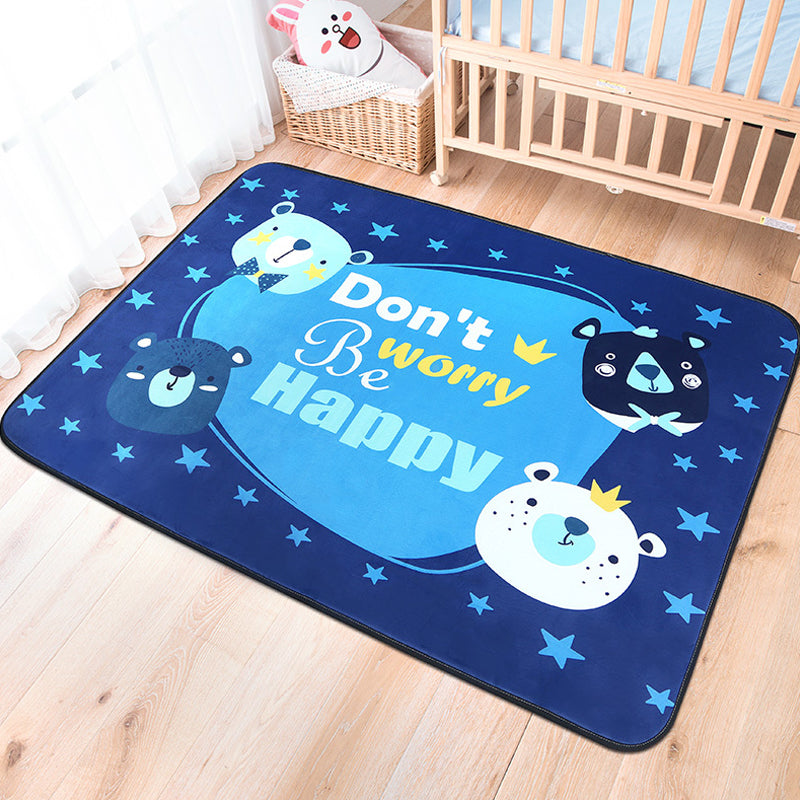 BowLift | Cheerful Animal Carpet with Inspirational Words Multicolored Cartoon Rug Polyester Non-Slip Mat for Children's Room