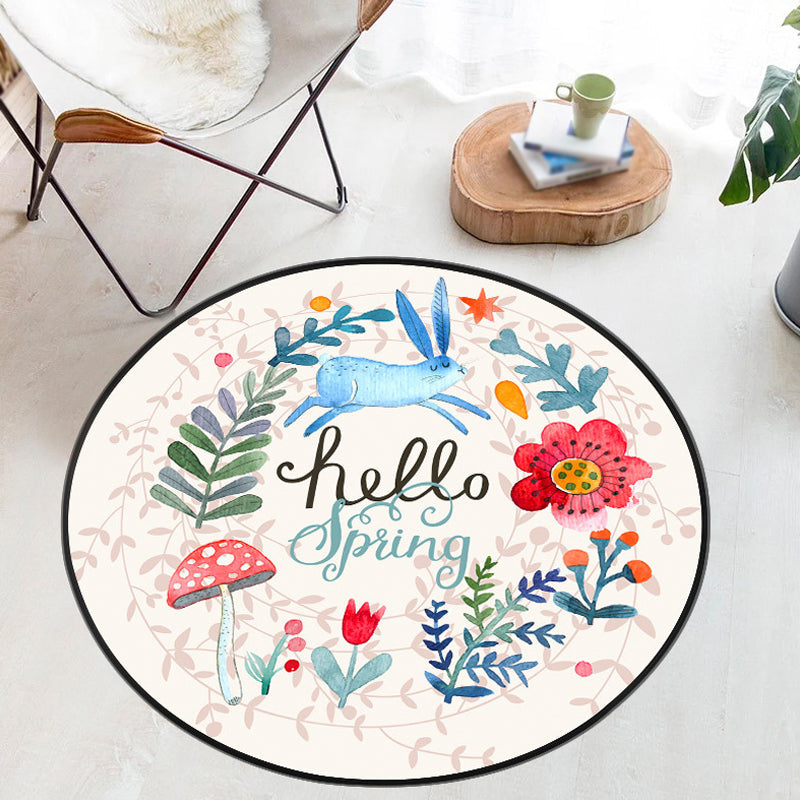 BowLift | Cartoon Baby Room Rug Multicolored Animal in the Forest Rug Polypropylene Stain Resistant Rug