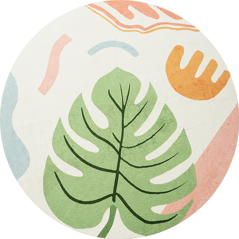 BowLift | Green Tropical Area Rug Polyester Botanical Pattern Rug Washable Pet-Friendly Non-Slip Carpet for Study