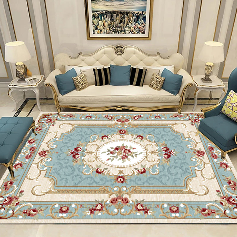 BowLift | Colorful Flower Pattern Rug Multicolor Retro Indoor Rug Polyester Machine Washable Non-Slip Back Rug for Living Room