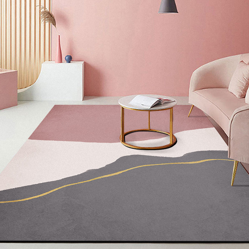 BowLift | Minimalist Living Room Rug Multicolor Color Block Rug Polyester Non-Slip Backing Pet Friendly Washable Area Rug