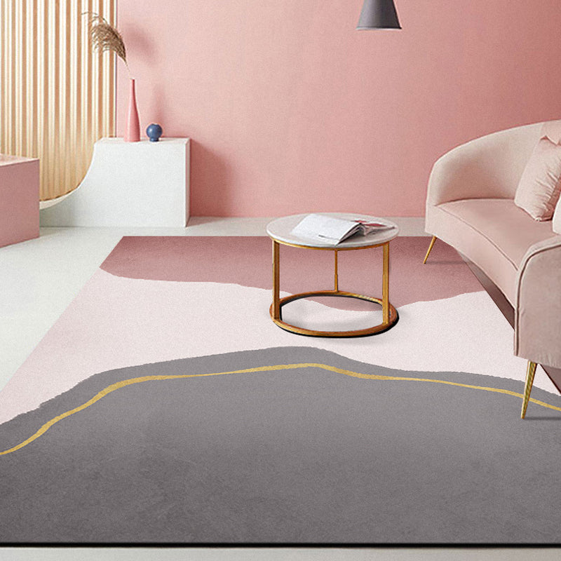 BowLift | Minimalist Living Room Rug Multicolor Color Block Rug Polyester Non-Slip Backing Pet Friendly Washable Area Rug