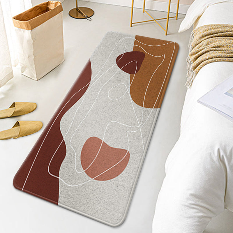 BowLift | Casual Multi Colored Modernism Carpet Polyester Swirl Stripe Pattern Carpet Washable Pet Friendly Non-Slip Carpet for Bedroom