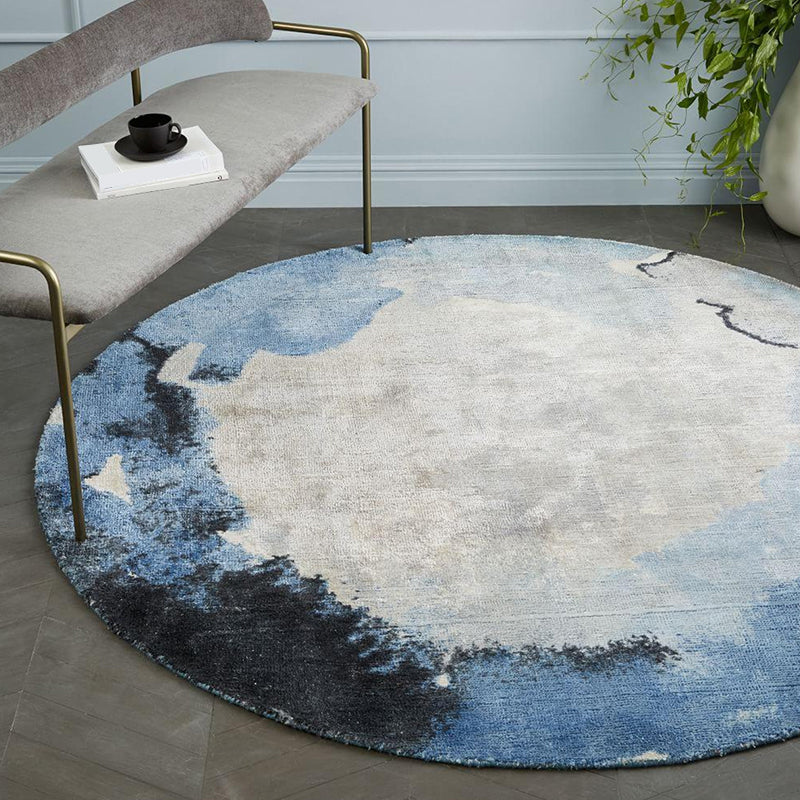 BowLift | Circular Industrial Style Carpet with Multicolor Cement Pattern Pet Friendly Polyester Carpet for Room