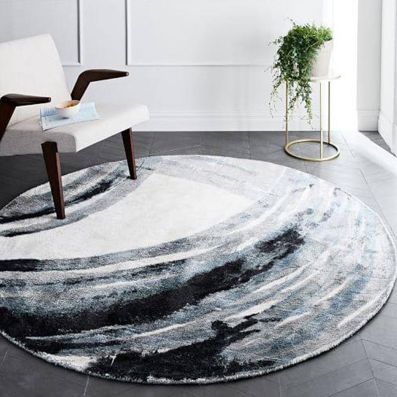 BowLift | Circular Industrial Style Carpet with Multicolor Cement Pattern Pet Friendly Polyester Carpet for Room