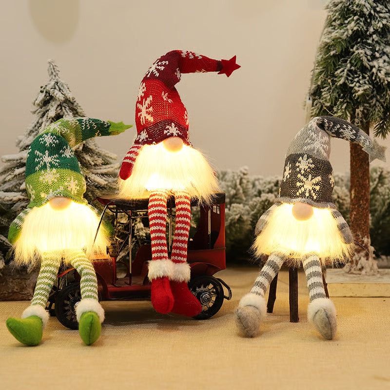 BowLift | Christmas Gnome Decoration | LED Light | Nordic Holiday Figurine Set