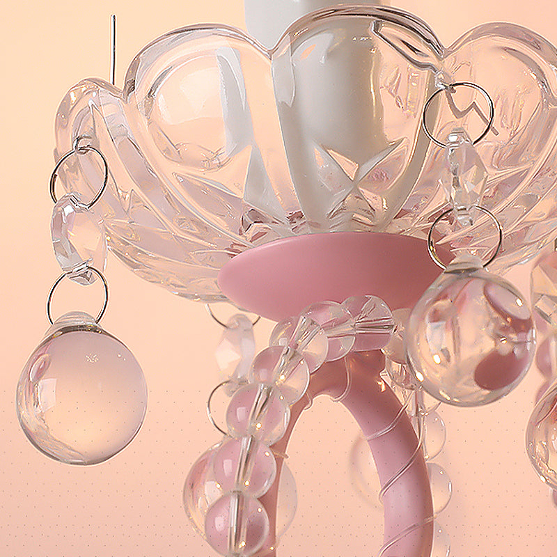 BowLift | Metallic Scroll Arm Wall Lamp Modernistic 1/2 Lights Wall Light with Crystal Berry Deco in Pink