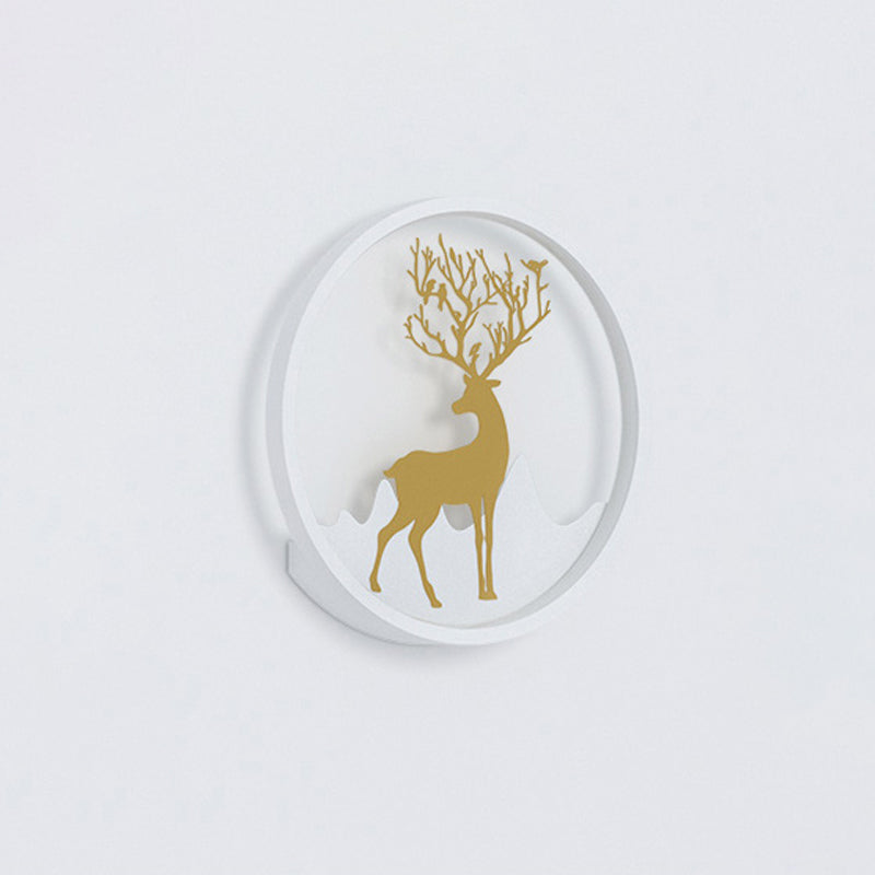 BowLift | Deer Wall Lamp Nordic Metallic Black/White-Gold LED Circle Wall Light in Warm/White Light for Bedroom
