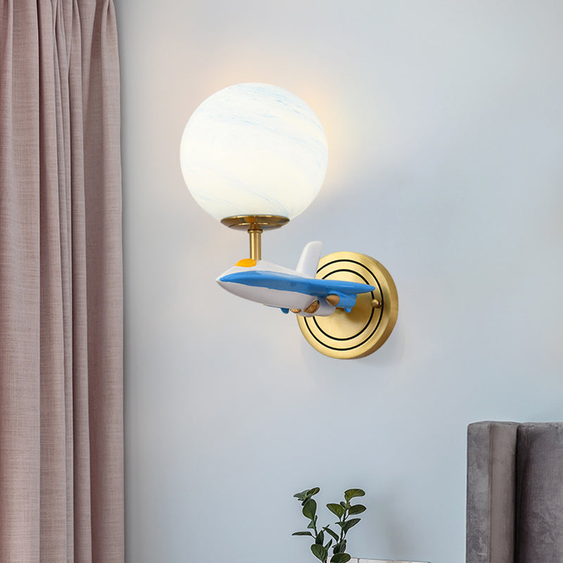 BowLift | Living Room Spherical Wall Lamp with Airplane Glass Resin Contemporary Wall Lamp