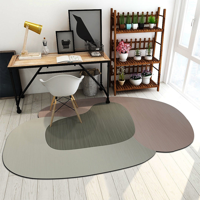 BowLift | Irregular Bedroom Carpet in Brown and Blue Modern Color Block Pattern Area Rug Polyester Machine Washable Carpet