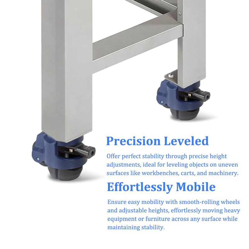BowLift | 2 Inch Leveling Casters with Upgraded Handle 2200 lbs Capacity Leveling Casters 360° Swivel Caster Wheels