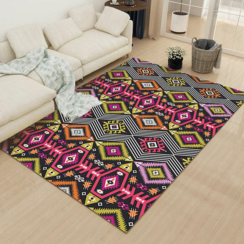 BowLift | Indian Tribal Diamond Stylish Rug Striped Geometric Rug Made of Polyester Pet-Friendly Stain-Resistant Rug for Indoor Use