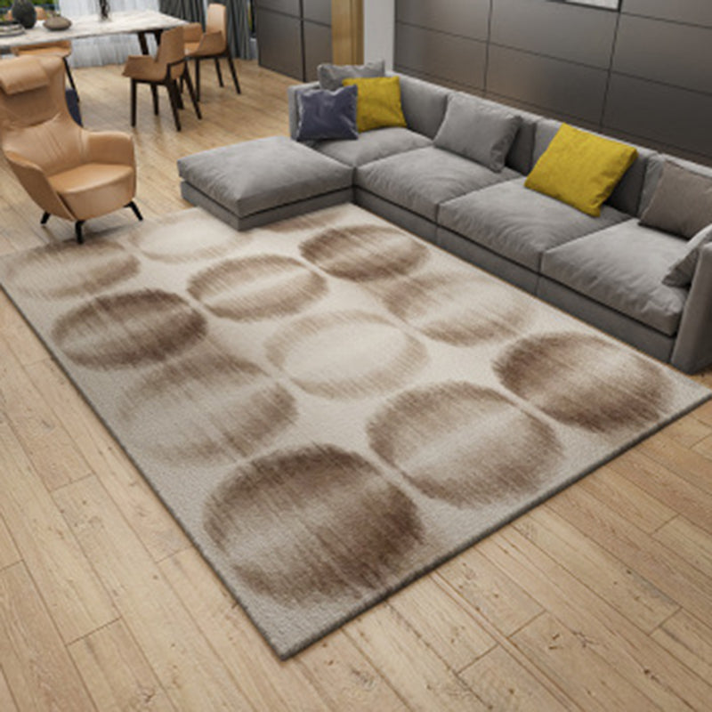BowLift | Brown Bedroom Carpet Novelty Circle Triangle Stripe Pattern Area Rug Polyester Washable Rug