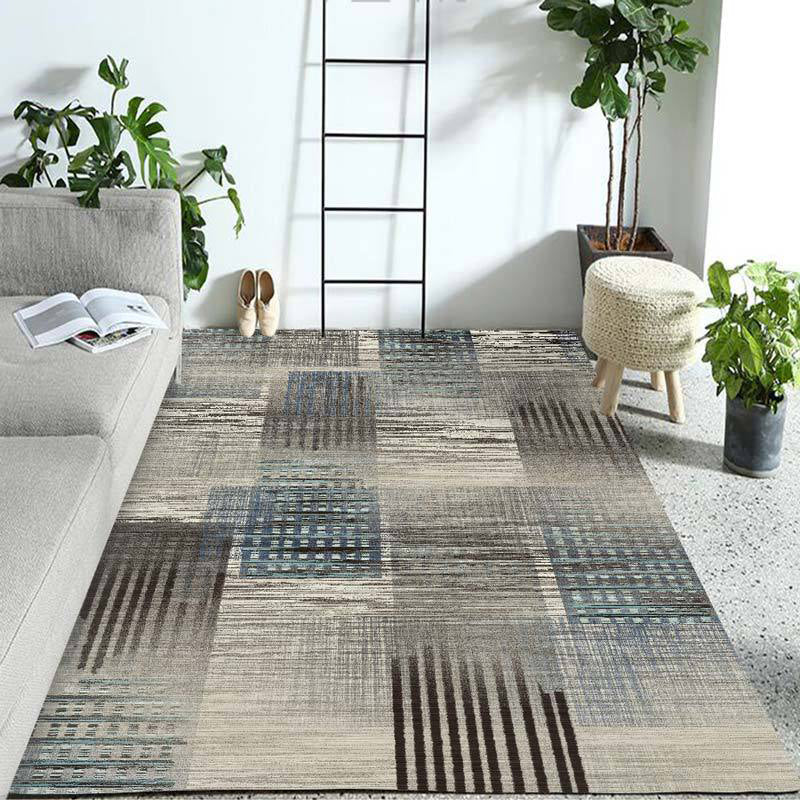 BowLift | Ivory Home Decoration Carpet Novelty Geometric Stripe Pattern Area Rug Polyester Washable Rug