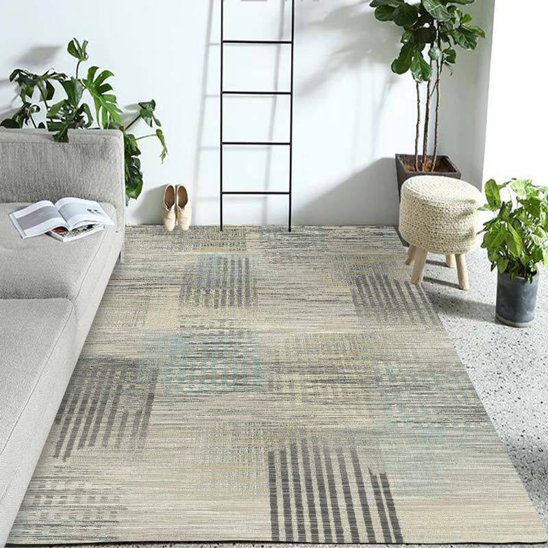 BowLift | Ivory Home Decoration Carpet Novelty Geometric Stripe Pattern Area Rug Polyester Washable Rug