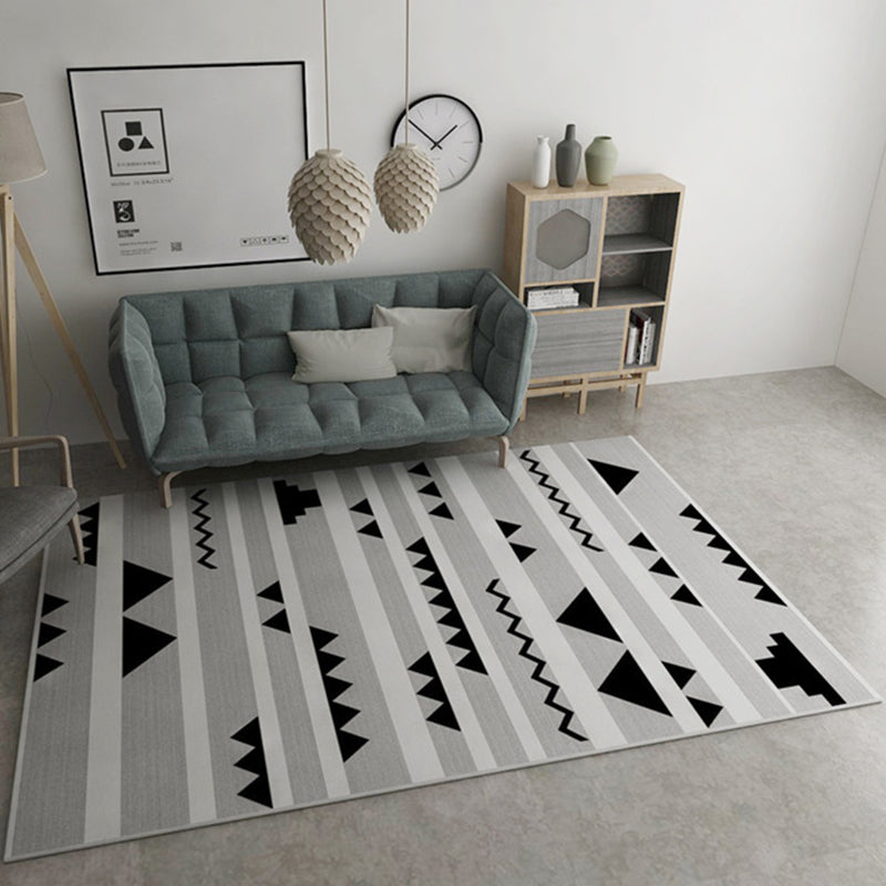 BowLift | Gray Home Decoration Mat New Geometric Triangle Stripe Pattern Area Rug Polyester Washable Rug