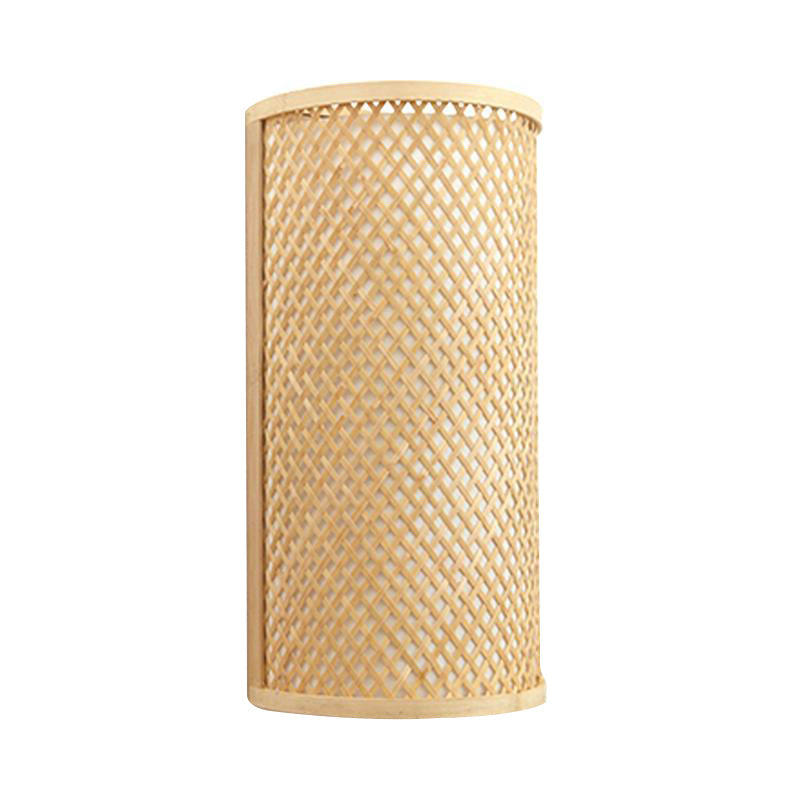 BowLift | Half-cylindrical wall lamp for flush mounting Minimalist bamboo 1 head hallway wall light in beige