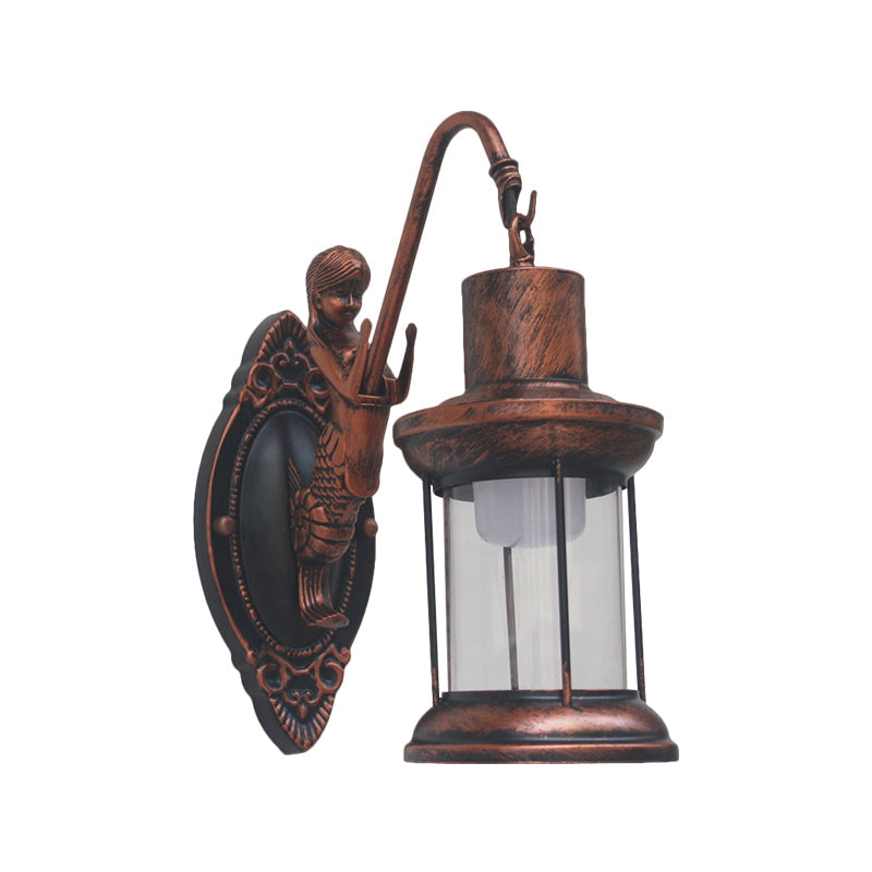 BowLift | Clear Glass Black/Bronze/Copper Wall Light Kerosene 1-Light Vintage Style Wall Lamp Light for Outdoor