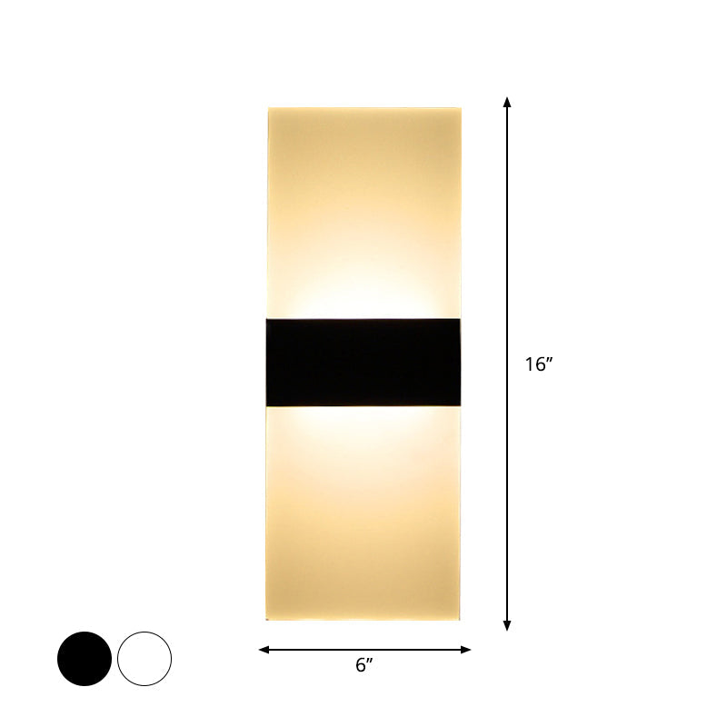 BowLift | Black/White Rectangular LED Wall Light Minimalist Acrylic Thinnest Wall Mounted Lamp in Warm/White Light, 11.5"/16" B