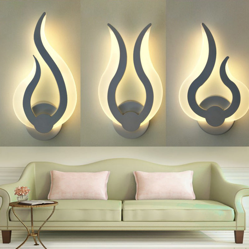BowLift | Flame-shaped Bedroom Wall Lantern Lighting Acrylic LED Nordic Wall Mounted Light in Warm/White Light