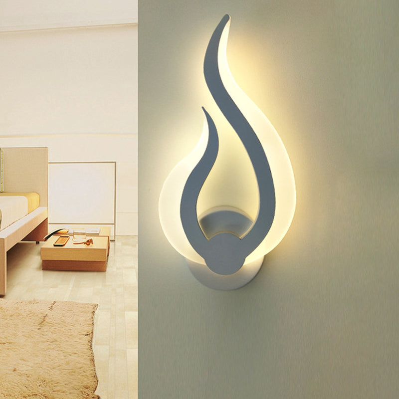 BowLift | Flame-shaped Bedroom Wall Lantern Lighting Acrylic LED Nordic Wall Mounted Light in Warm/White Light