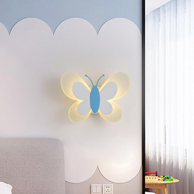 BowLift | Butterfly LED Wall Light Cartoon Acrylic Pink/White/Blue LED Wall Lighting in Warm/White Light for Kindergarten