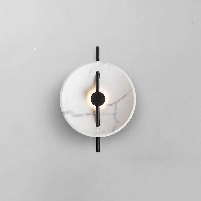 BowLift | Marble-Look Disc Resin Wall Lamp Designer Black and White LED Wall Light for Nightstand