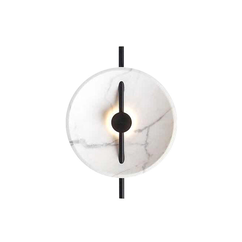 BowLift | Marble-Look Disc Resin Wall Lamp Designer Black and White LED Wall Light for Nightstand