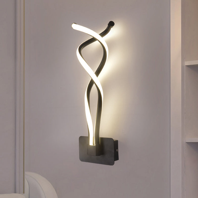 BowLift | Minimalistic LED Wall Spotlight Black/White Wavy/Musical Nocturne/Combined Wall Lamp with Acrylic Shade for Bedroom