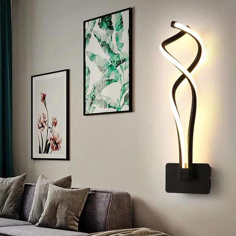 BowLift | Minimalistic LED Wall Spotlight Black/White Wavy/Musical Nocturne/Combined Wall Lamp with Acrylic Shade for Bedroom