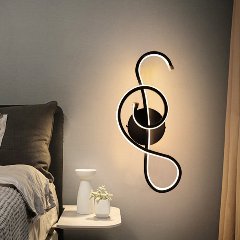 BowLift | Minimalistic LED Wall Spotlight Black/White Wavy/Musical Nocturne/Combined Wall Lamp with Acrylic Shade for Bedroom