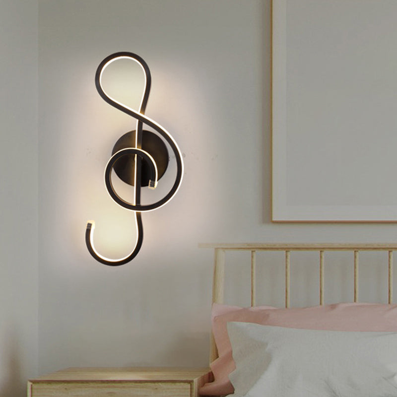 BowLift | Minimalistic LED Wall Spotlight Black/White Wavy/Musical Nocturne/Combined Wall Lamp with Acrylic Shade for Bedroom