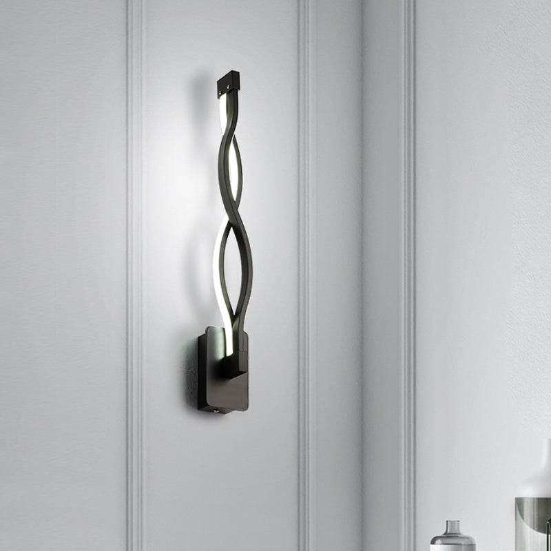 BowLift | Minimalistic LED Wall Spotlight Black/White Wavy/Musical Nocturne/Combined Wall Lamp with Acrylic Shade for Bedroom