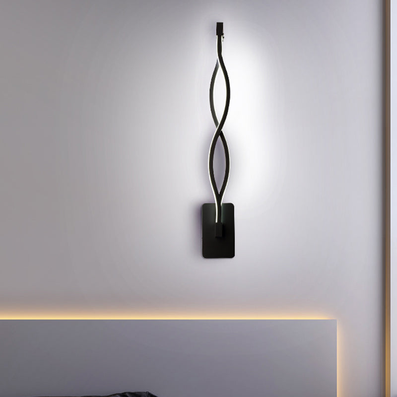 BowLift | Minimalistic LED Wall Spotlight Black/White Wavy/Musical Nocturne/Combined Wall Lamp with Acrylic Shade for Bedroom