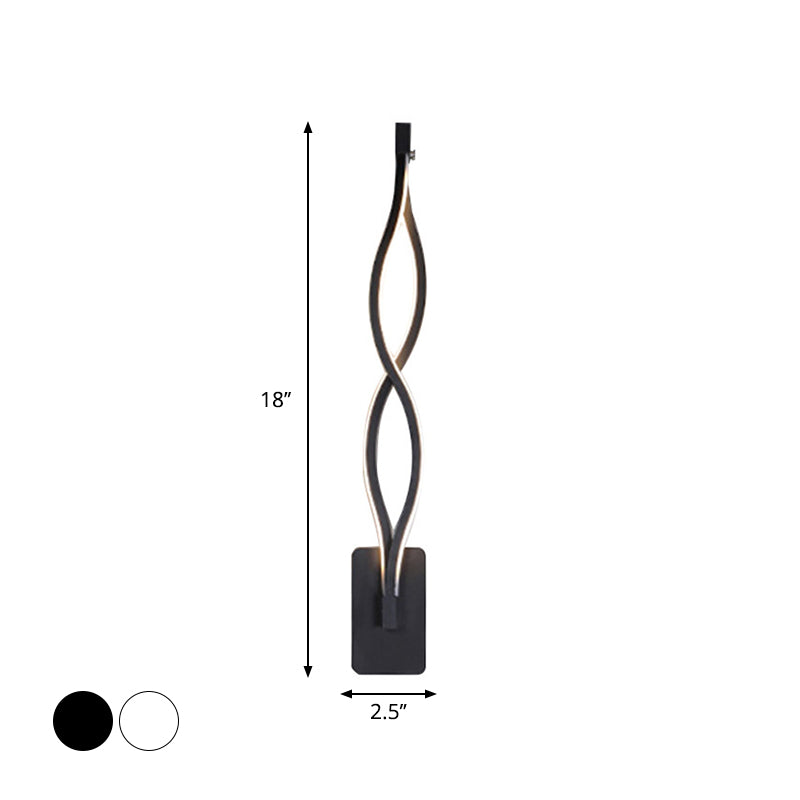 BowLift | Minimalistic LED Wall Spotlight Black/White Wavy/Musical Nocturne/Combined Wall Lamp with Acrylic Shade for Bedroom