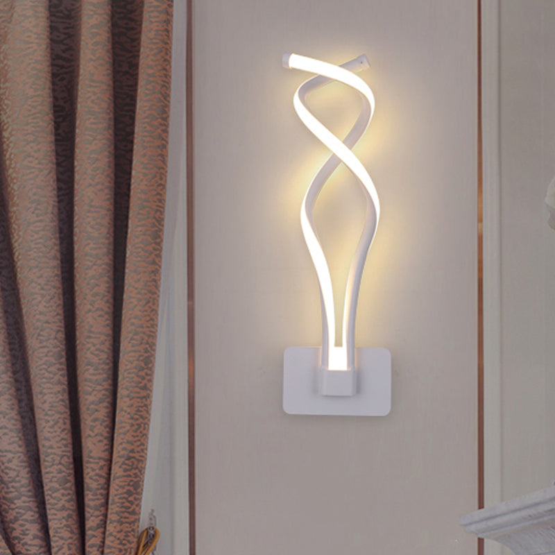 BowLift | Minimalistic LED Wall Spotlight Black/White Wavy/Musical Nocturne/Combined Wall Lamp with Acrylic Shade for Bedroom